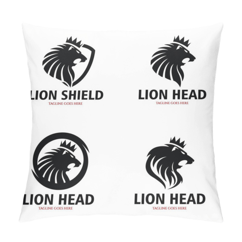 Personality  Lion Logo Design Template. Vector Illustration Pillow Covers