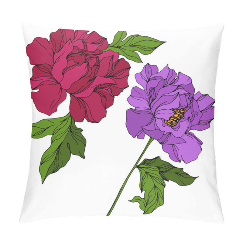 Personality  Peony Floral Botanical Flowers. Wild Spring Leaf Wildflower. Engraved Ink Art. Isolated Peonies Illustration Element. Pillow Covers