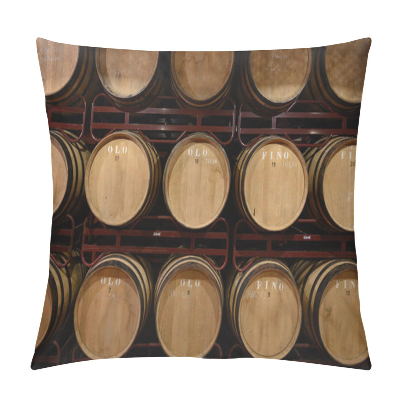 Personality  Production Of Fortified Jerez, Xeres, Sherry Wines In French Oak Barrels In Sherry Triangle, Jerez La Frontera, El Puerto Santa Maria And Sanlucar Barrameda Andalusia, Spain Pillow Covers