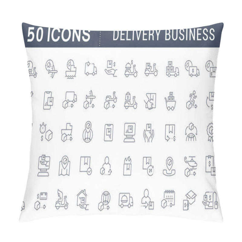 Personality  Set Vector Line Icons Of Delivery Business Pillow Covers