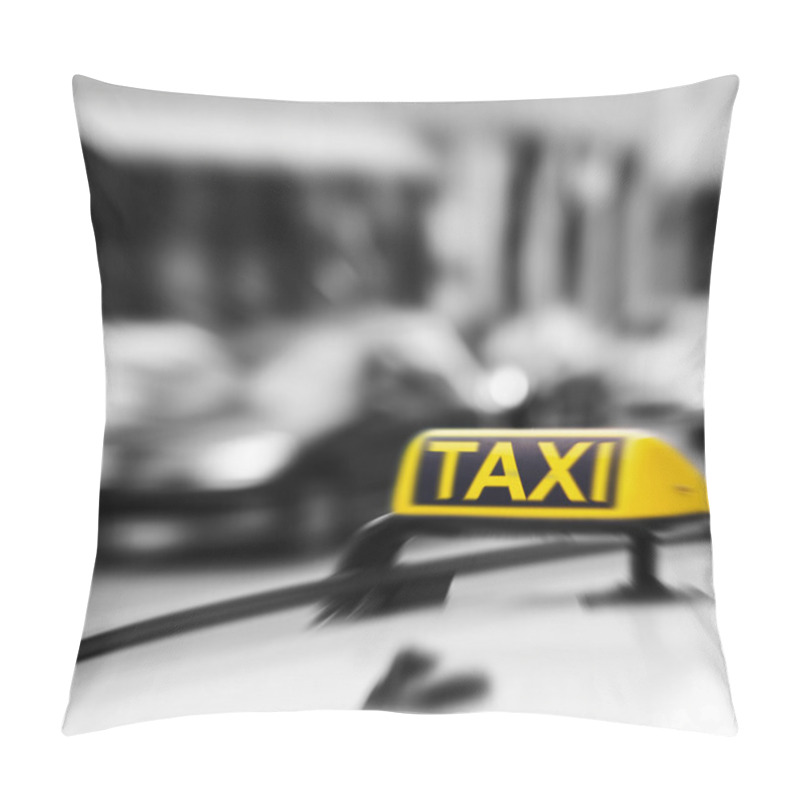 Personality  Taxi Sign On Car In Motion Blur Pillow Covers