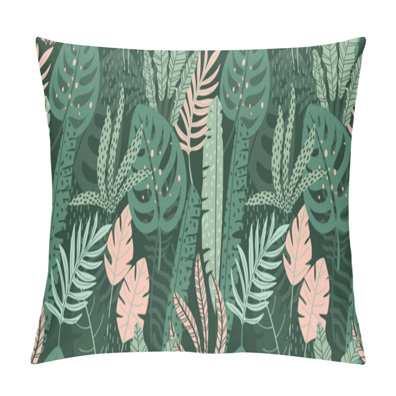 Personality  Abstract Seamless Pattern With Tropical Leaves. Vector Template. Pillow Covers