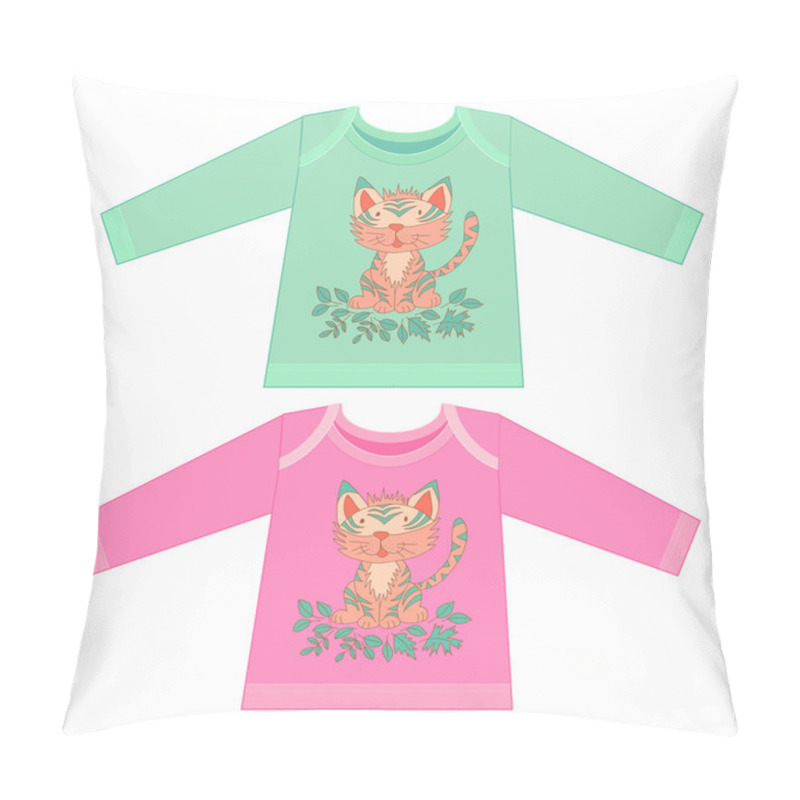 Personality  Baby Clothes With Cartoon Animals. Sketchy Little Pink Tiger Cub Pillow Covers