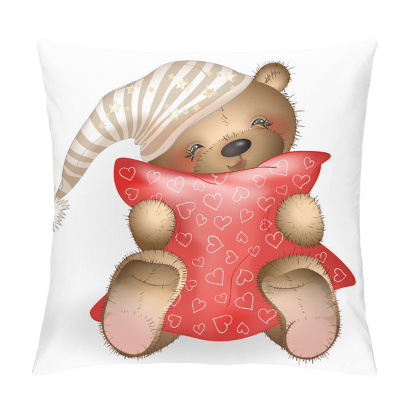 Personality  Happy Teddy Bear Hugging A Pillow 5 Pillow Covers