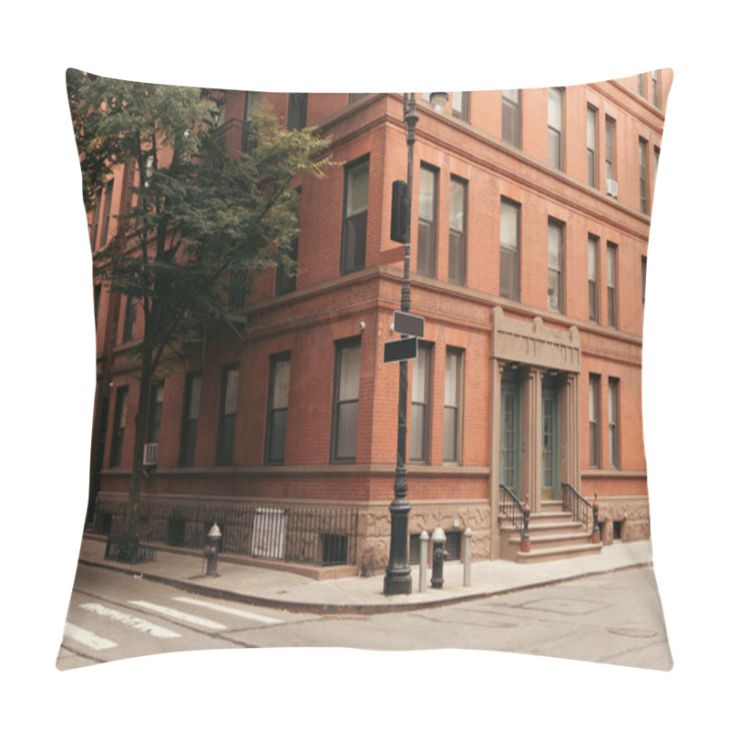 Personality  Lantern And Fire Hydrants On Urban Street In New York City Pillow Covers