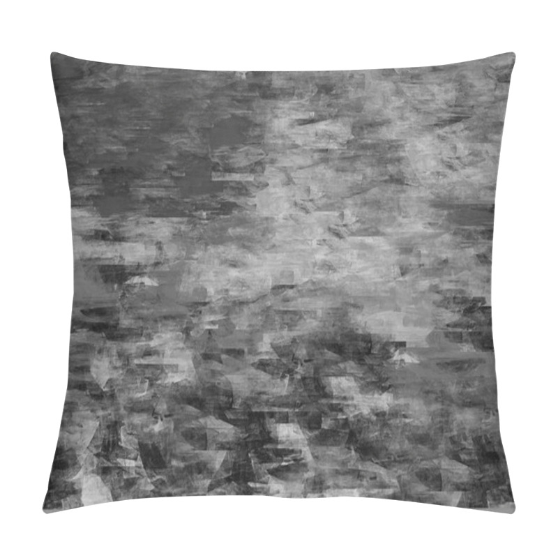 Personality  Monochrome Oil Effect Painting Arbitrary Smears Tile Pattern Plaster Surface Charcoal Digital Painted Black White Backdrop Grey Shades Modern Design Pillow Covers