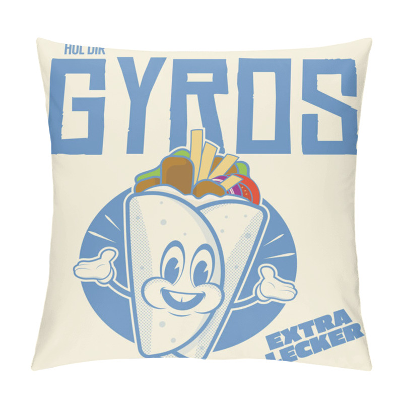 Personality  Funny Gyros Or Pita Logo In Retro Cartoon Style Pillow Covers