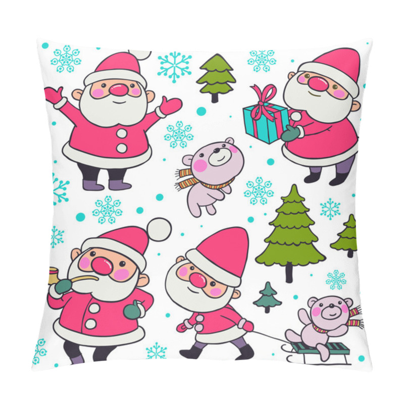 Personality  Santa And Teddy Bear Pattern Pillow Covers