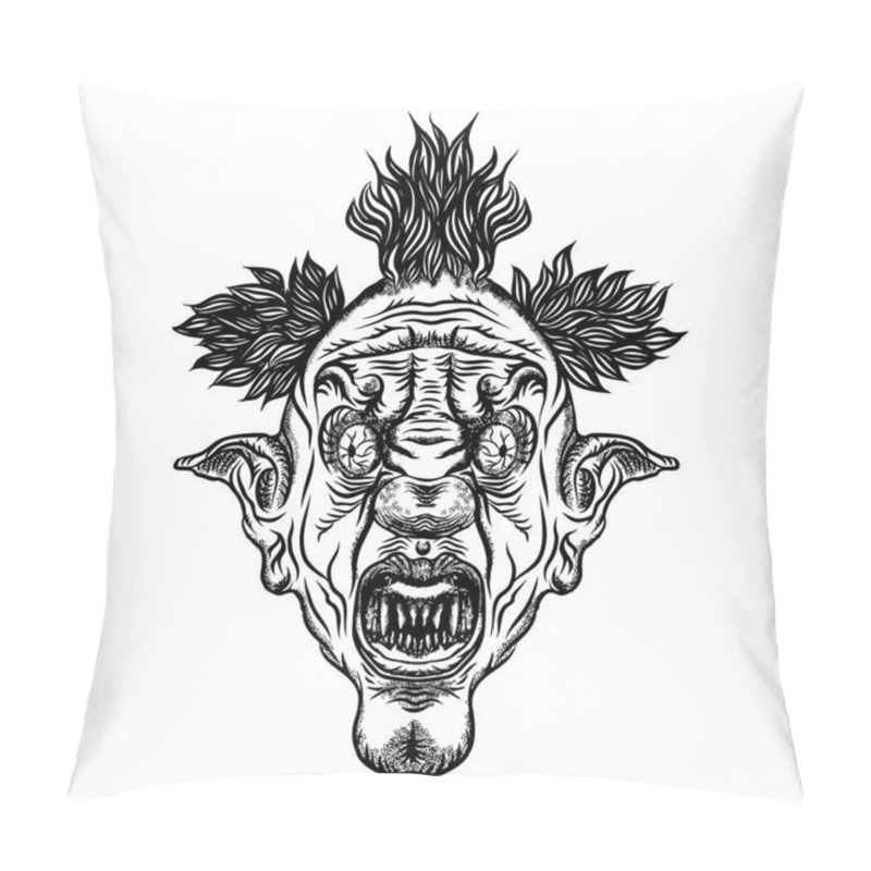 Personality  Scary Clown Head Concept Of Circus Horror Film Character. Laughi Pillow Covers