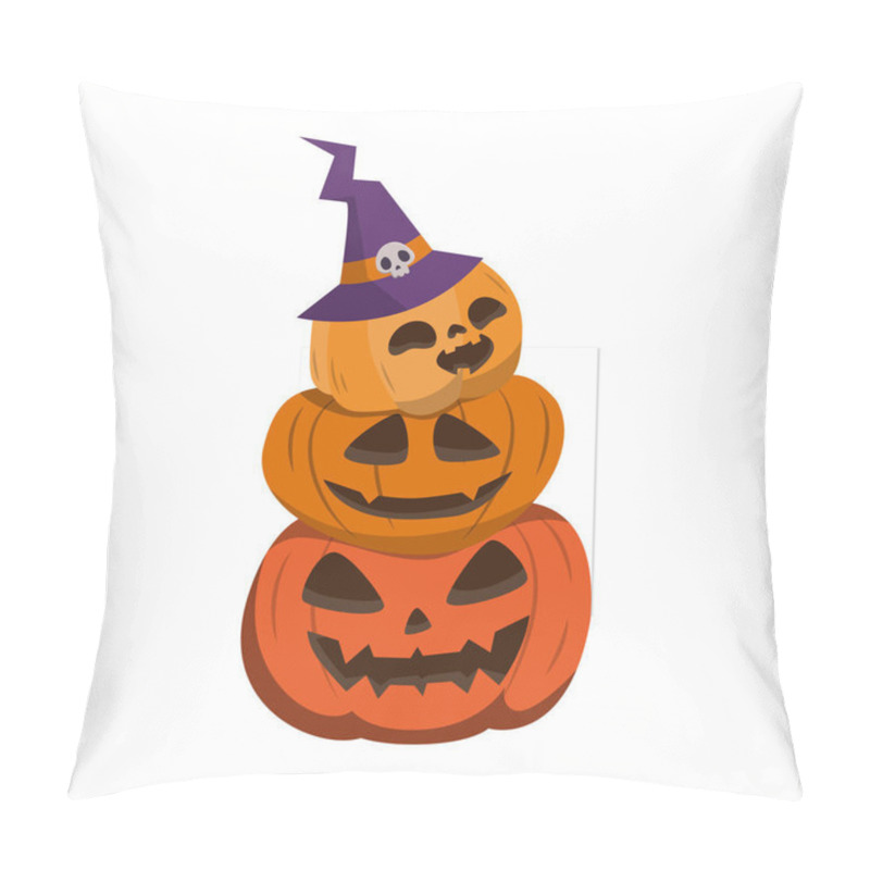 Personality  Stacked Carved Pumpkins Glowing On Halloween Pillow Covers