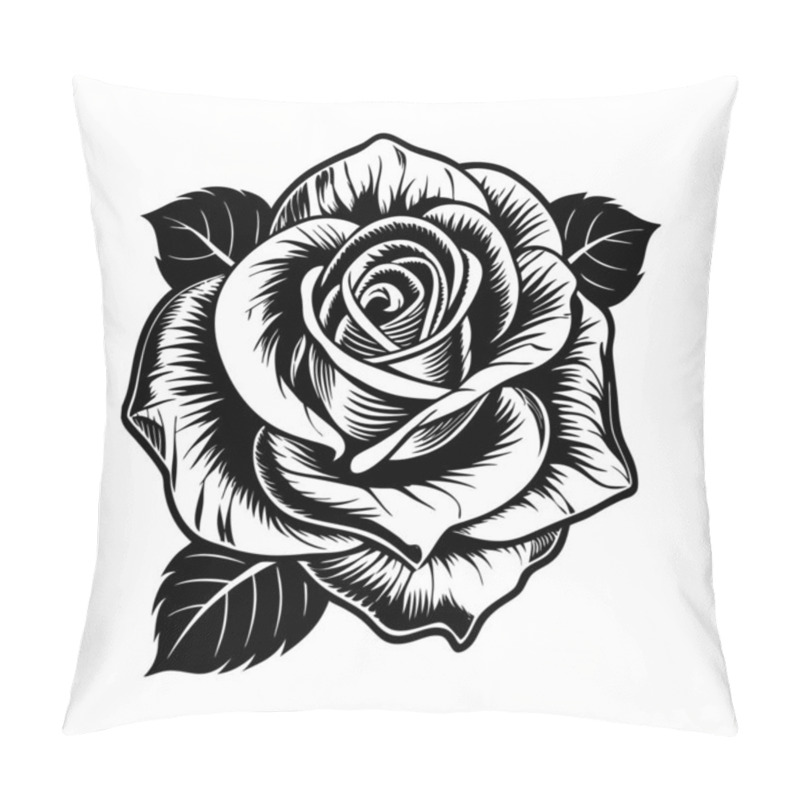 Personality  This Elegant Rose Flower Vector Art Illustration Captures The Timeless Beauty Of One Of Nature's Most Beloved Flowers. With Its Intricate Petals And Rich Detailing, This Design Embodies Romance And Sophistication  Pillow Covers