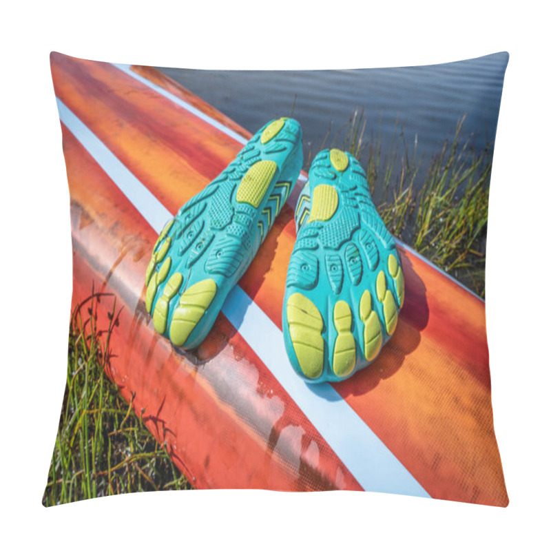 Personality  Lightweight Low-profile Water Shoes (soles Up) For Kayaking And Other Wet Sports On A Deck Of A Stand Up Paddleboard Pillow Covers