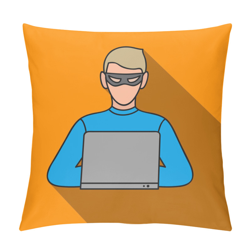 Personality  Hacker Icon In Flat Style Isolated On White Background. Crime Symbol Stock Vector Illustration. Pillow Covers