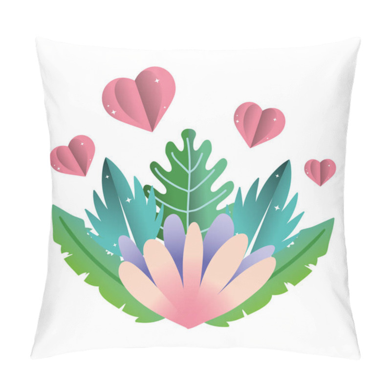 Personality  Nice Flower With Hearts And Exotic Plant Vector Illustration Pillow Covers