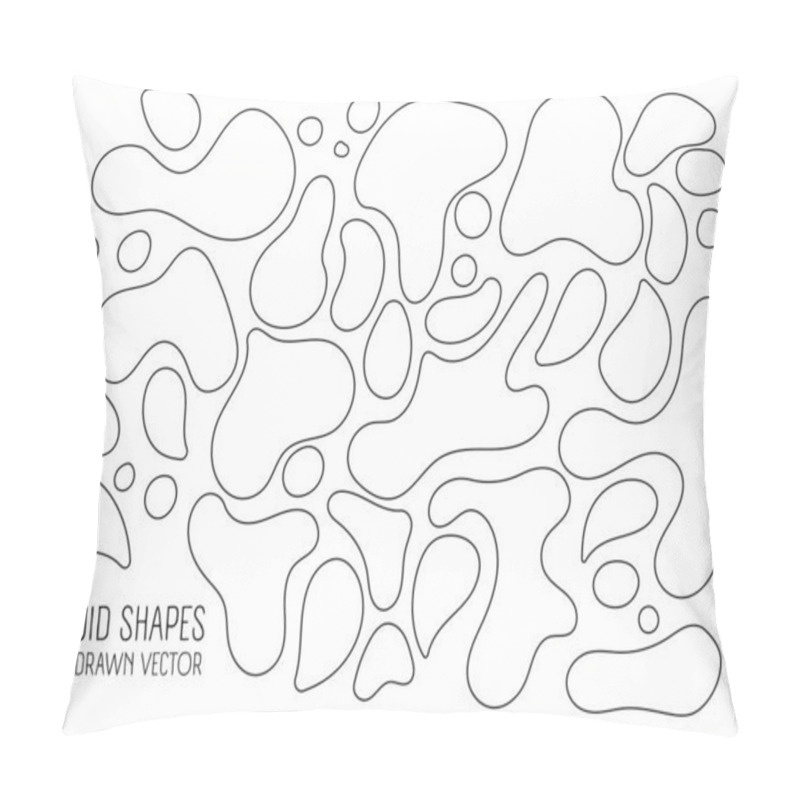 Personality  Liquid Organic Shapes, Linear, Black Outline. Vector Hand Drawing. Pillow Covers