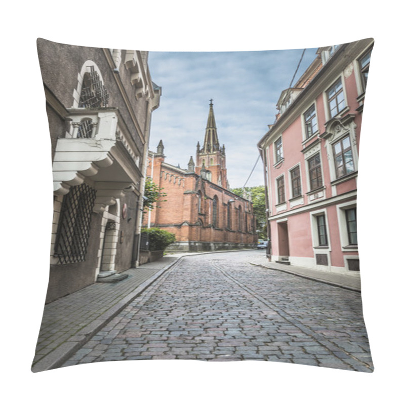 Personality  Morning Street In Medieval Town Of Old Riga City, Latvia. Walkin Pillow Covers