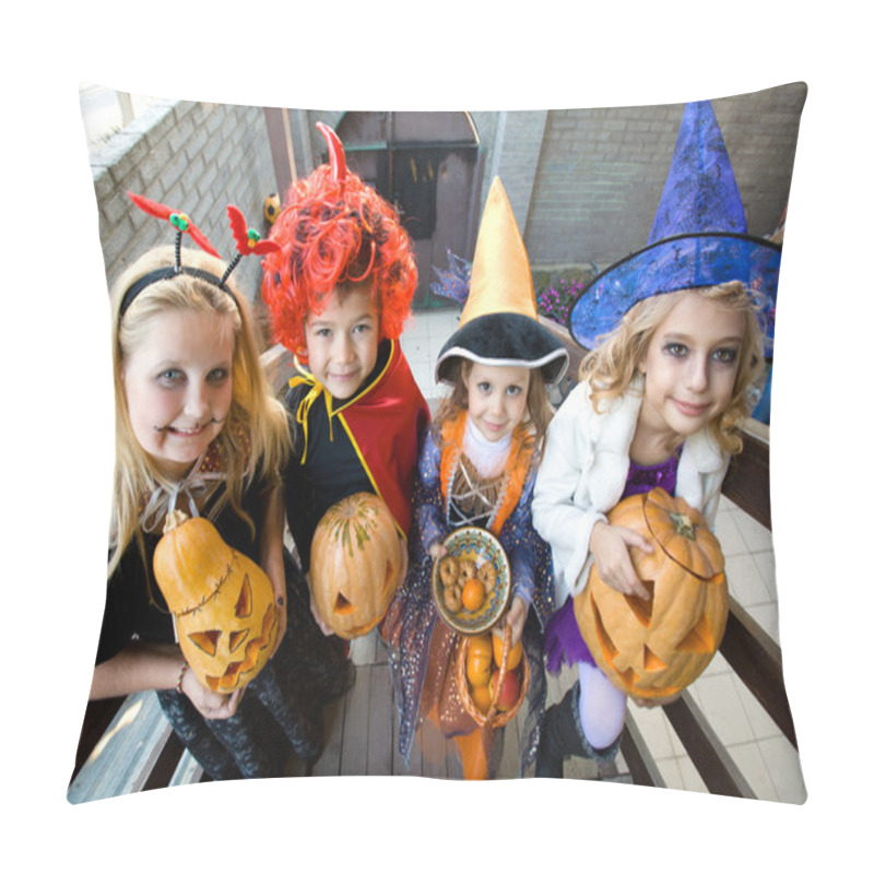 Personality  Children In Halloween Costumes Pillow Covers