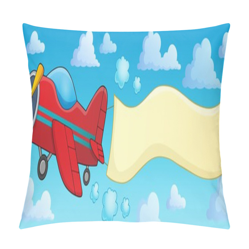 Personality  Retro Airplane With Banner Theme 3 Pillow Covers