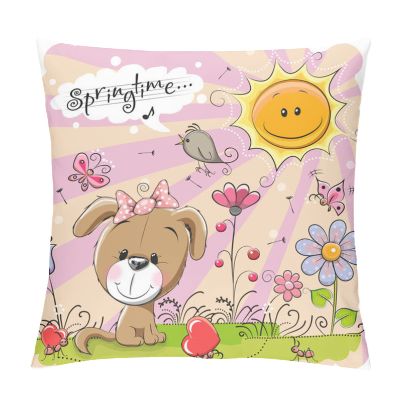 Personality  Puppy On The Meadow Pillow Covers