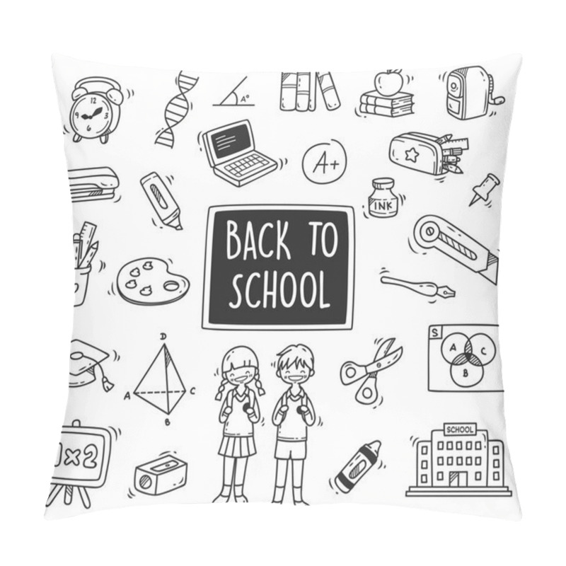 Personality  Back To School Themed Doodle  Pillow Covers