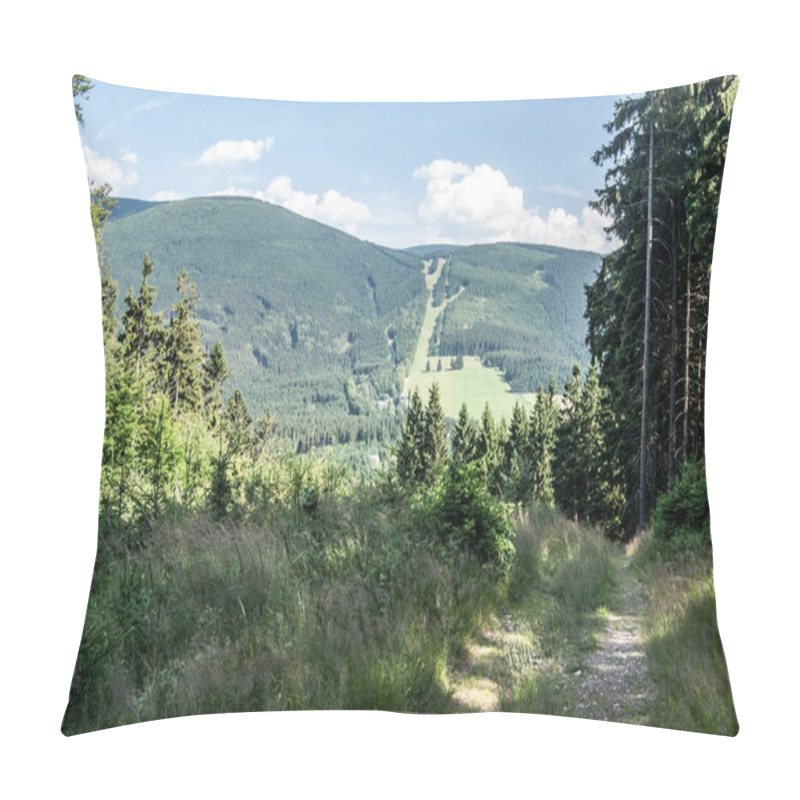 Personality  Jeseniky Mountains Near Ramzovske Sedlo Resort From Hiking Trail Bellow Smrk Hill In Rychlebske Hory Mountains In Czech Republic During Nice Summer Day Pillow Covers