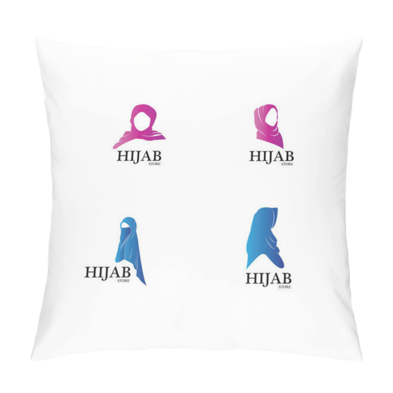 Personality  Muslimah Hijab Logo Template Vector Illustration Design-vector Pillow Covers