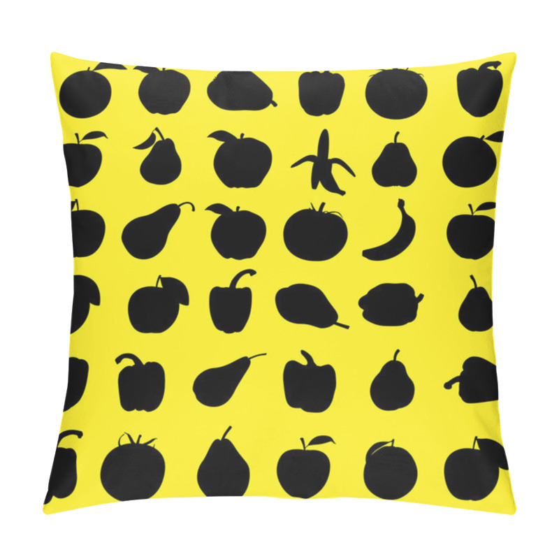 Personality  Set Silhouettes Of Fruits And Vegetables Pillow Covers