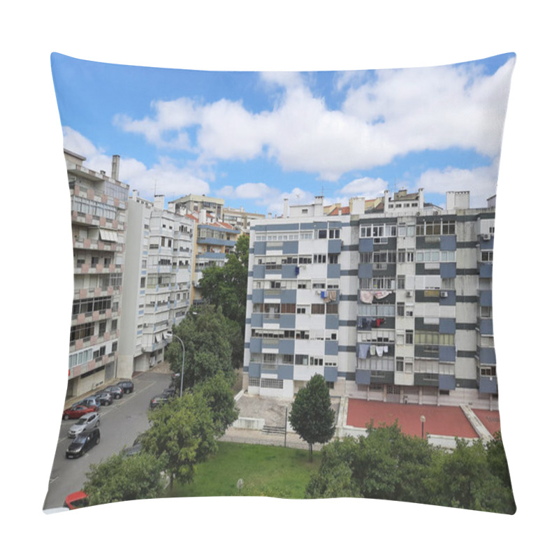 Personality  The Residential Buildings Under A Cloudy Sky Pillow Covers