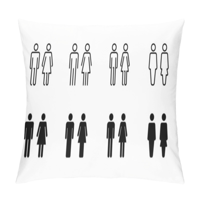 Personality  Man And Woman Icons Set. Male And Female Sign And Symbol. Girls And Boys Pillow Covers