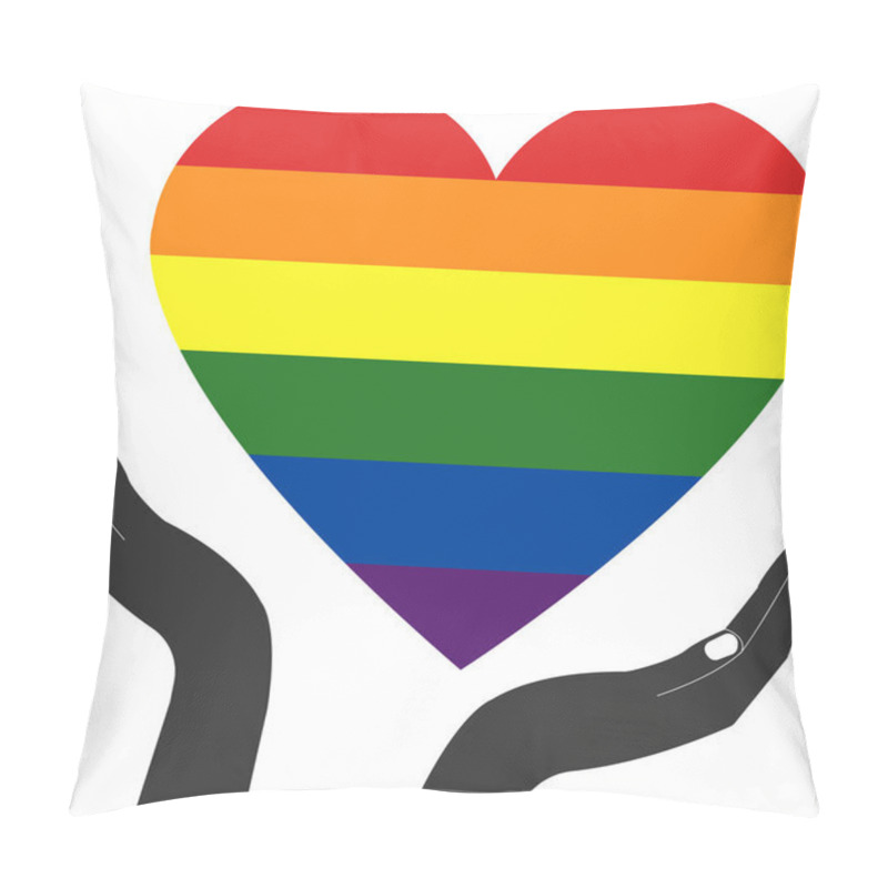 Personality  Illustration Of Hands Near Heart With Rainbow Lgbt Flag On White Pillow Covers