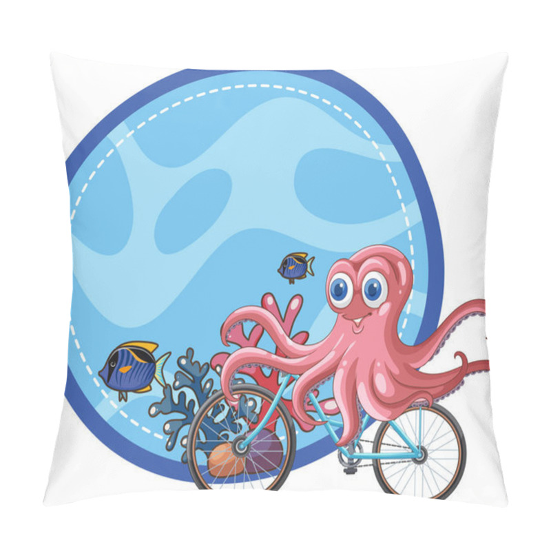 Personality  Cheerful Octopus Cycling With Fish Companions Pillow Covers