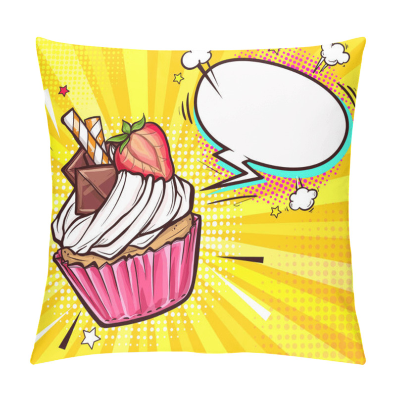 Personality  Tasty Cupcake With Cream And Decorations On Top Pillow Covers