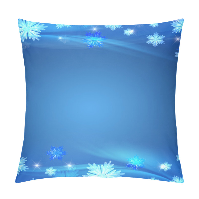 Personality  Crystal Snowflakes Blue Background Pillow Covers