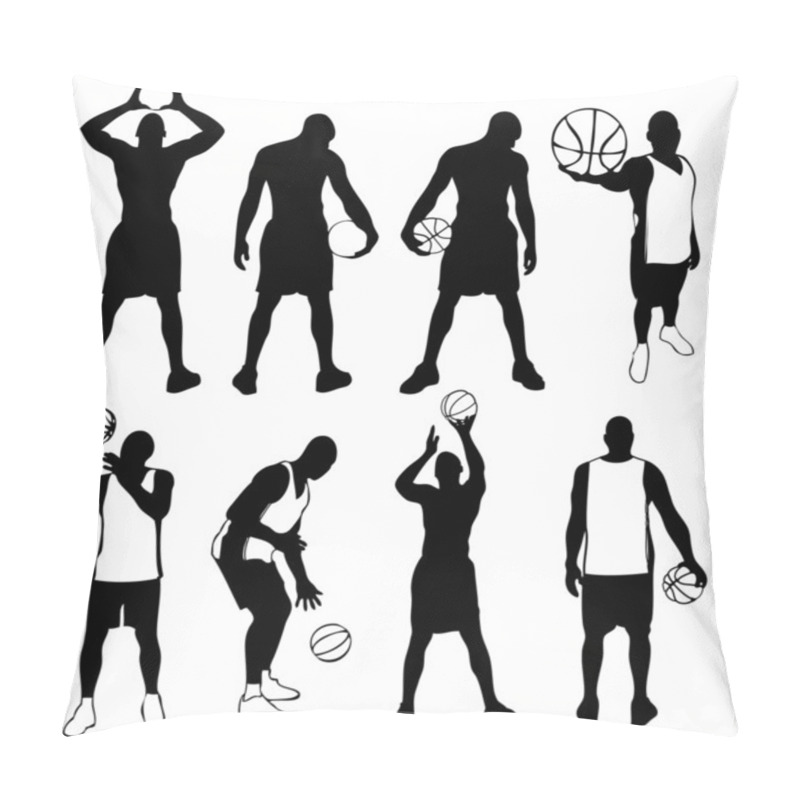 Personality  Set Of Vector Basketball Players Silhouettes. Easy To Edit, Any Pillow Covers