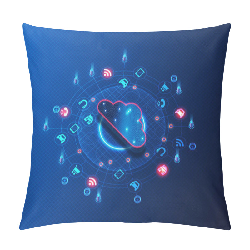 Personality  Cloud Computing For The Internet Of Things - Cloud Computing Services To Collect And Process Data From IoT Devices - 3D Illustration Pillow Covers