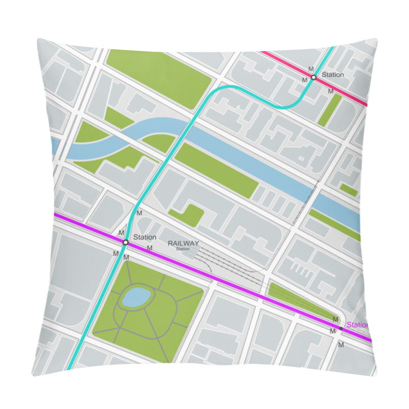 Personality  City Map With Transportation Scheme Pillow Covers