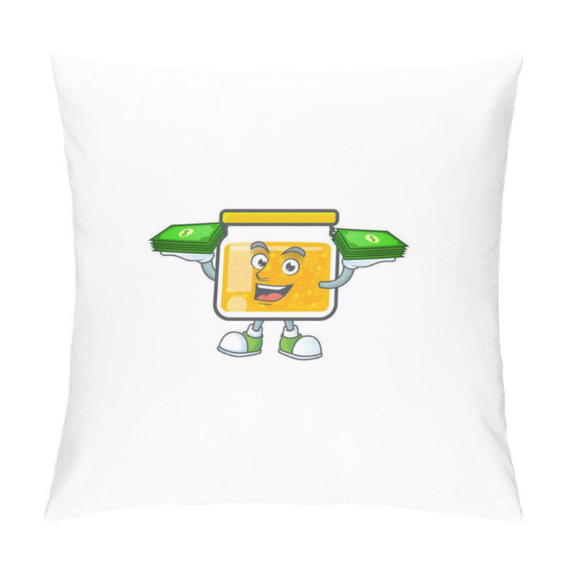 Personality  Jam With Mascot Holding Money On White Background Pillow Covers