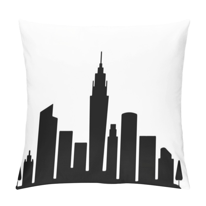 Personality   Silhouette Of A Modern City Skyline Vector On White  Background Pillow Covers