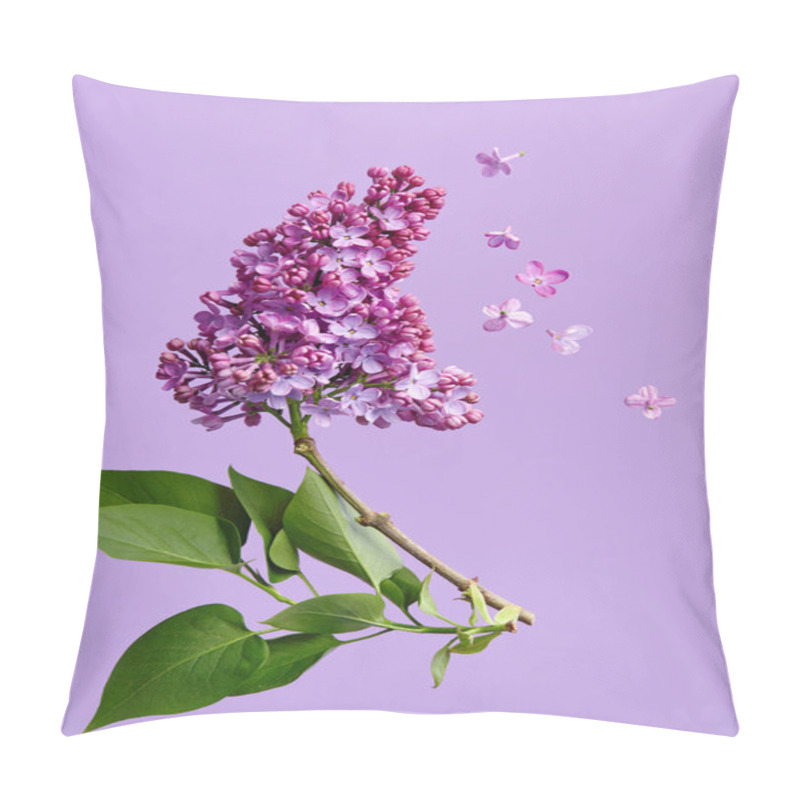 Personality  Lilac Blossoming Flower On Purple Background Pillow Covers