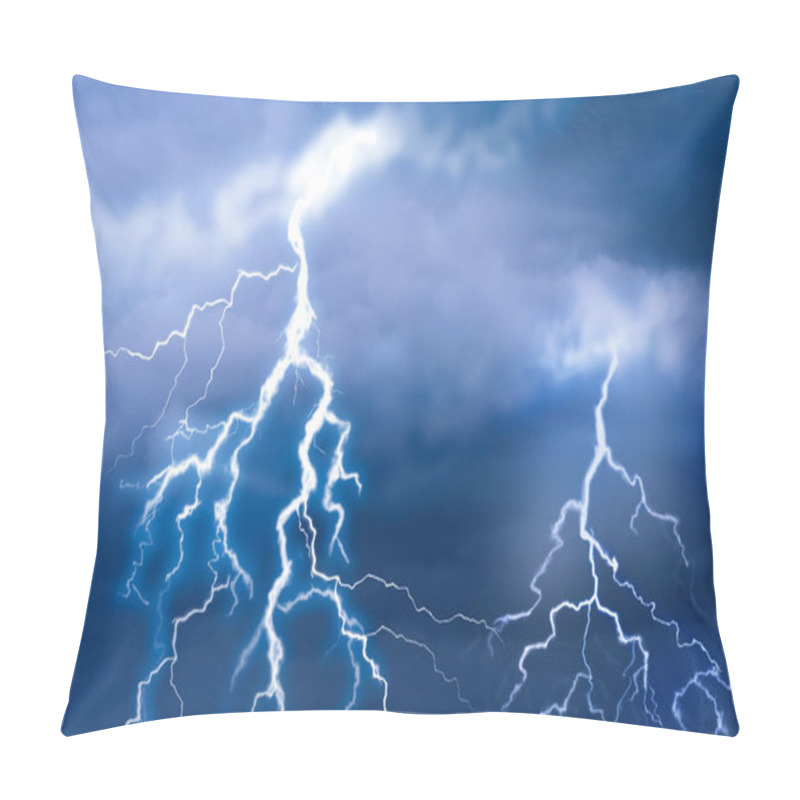 Personality  Lightnings In Dark Cloudy Sky During Thunderstorm Pillow Covers