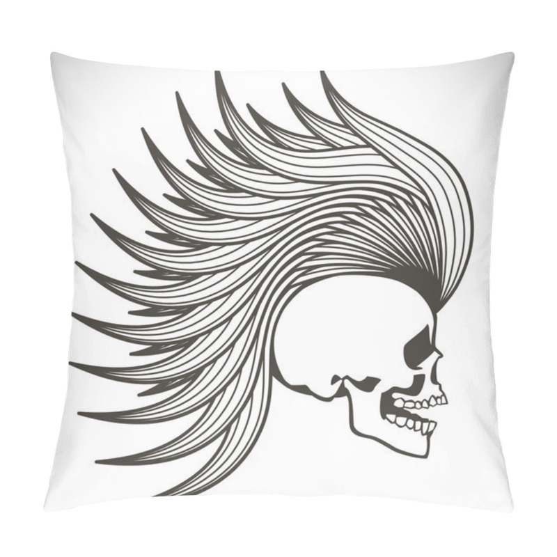 Personality  Skull With Mohawk. Vector Background Pillow Covers