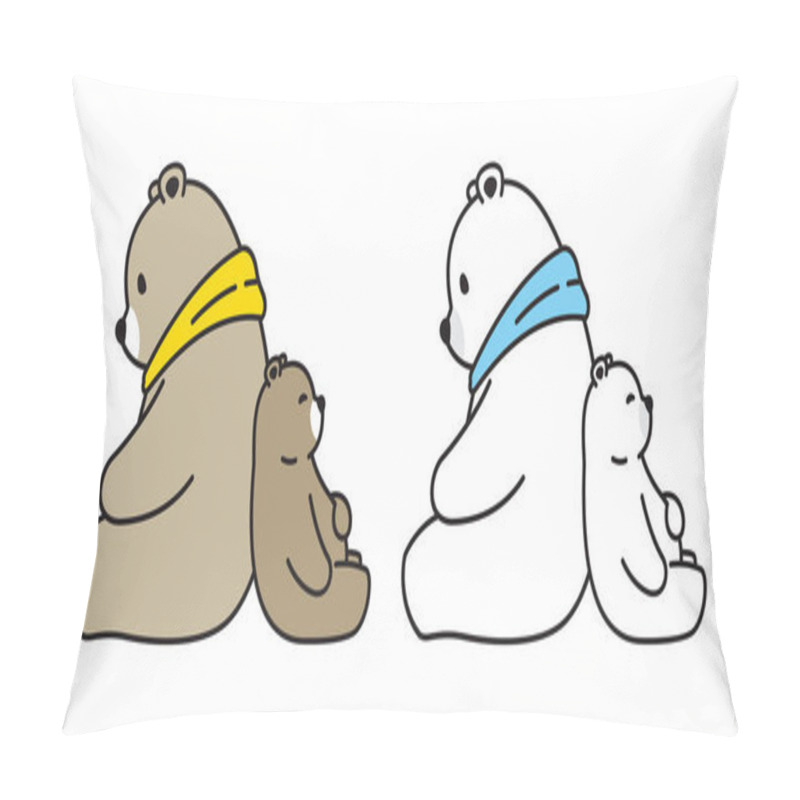 Personality  Bear Vector Polar Bear Sitting Sleeping Cartoon Character Icon Logo Illustration Pillow Covers