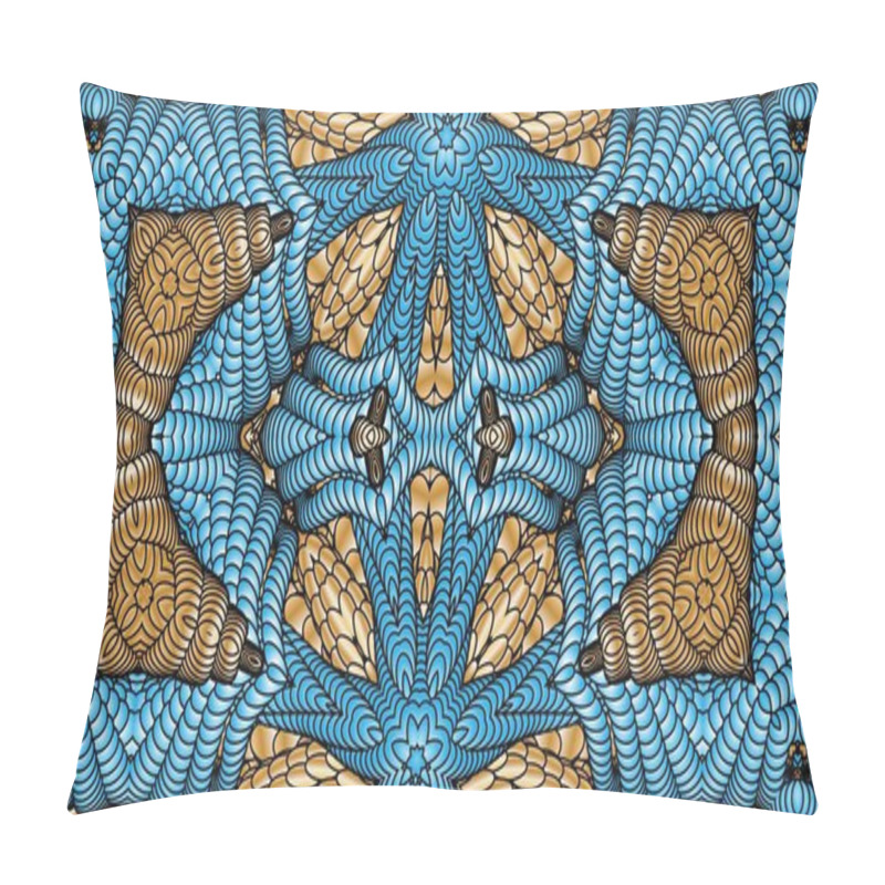 Personality  Gold And Blue Abstract Symmetric Backgrounds For Printing On Clothing And Textiles Pillow Covers