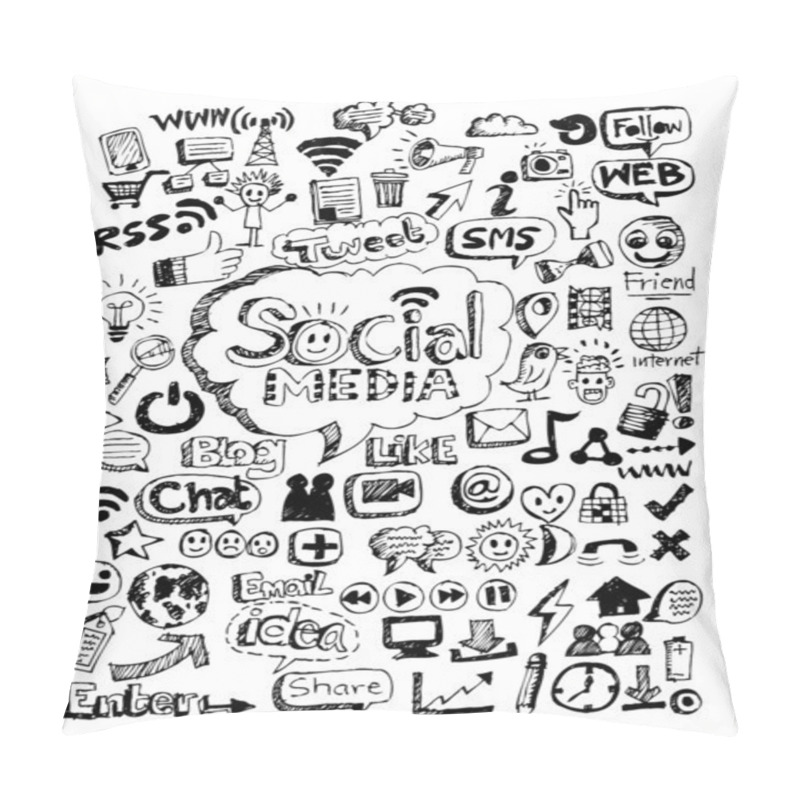 Personality  Doodle Icons Hand Drawn Vector Illustration Idea Pillow Covers