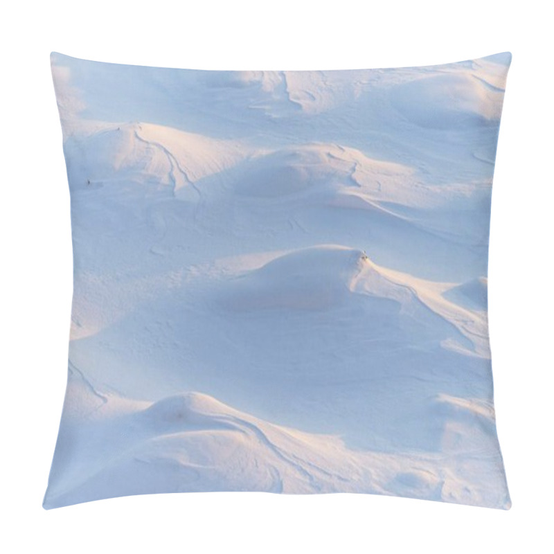 Personality  Serene Winter Landscape With Soft, Undulating Snow Mounds And Pale Blue Hues. Pillow Covers