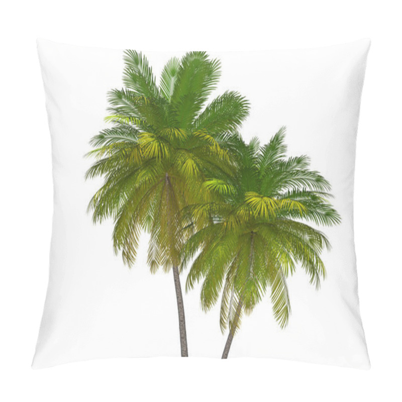 Personality  Palm Trees 3D Illustration. Tropical Island Palms Transparent Background Graphic Pillow Covers