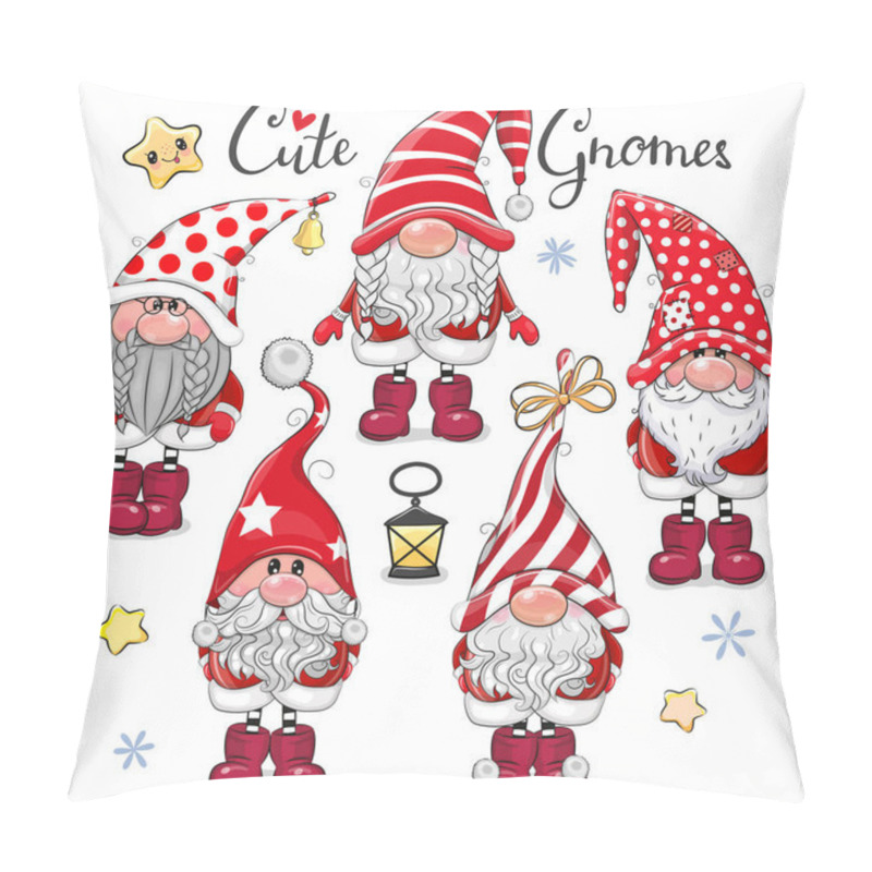 Personality  Set Of Cute Cartoon Gnomes Isolated On A White Background Pillow Covers