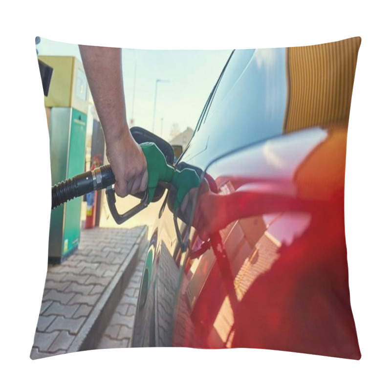 Personality  Refueling Car At A Petrol Station Pump Pillow Covers