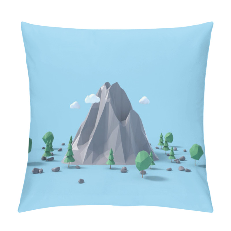 Personality  Low Poly Land Scene With Popup Trees And Rocks. Pillow Covers