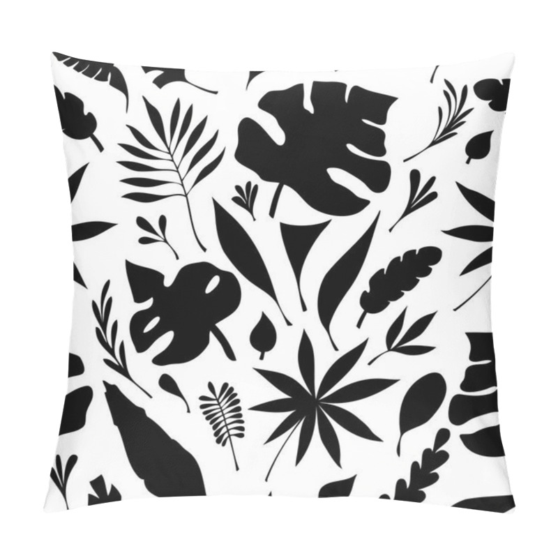 Personality  Flat Seamless Pattern From Hand  Draw Silhouette Of  Tropic Leaves Black On White For Creative Design Package Of  Cosmetic Or  Perfume Or For Design Of  Botanical Theme Pillow Covers